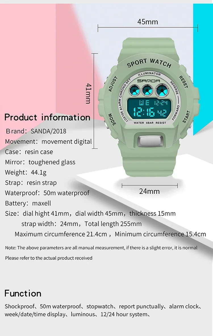 SANDA 2018  Waterproof Men\'s Ms Watch Relogio Masculino Men Military Sports Watch Woman LED Digital electronic  Luminous Watch