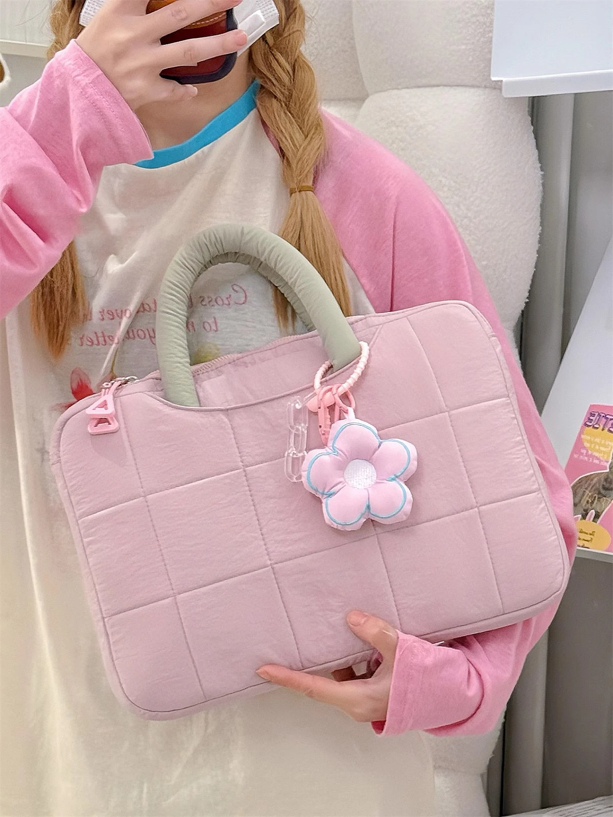 Bolsa fofa para laptop de 13 a 14 polegadas para mulheres, capa para laptop para iPad Pro 12.9 MacBook Pro 14 polegadas MacBook Air 13 polegadas Bolsa para tablet