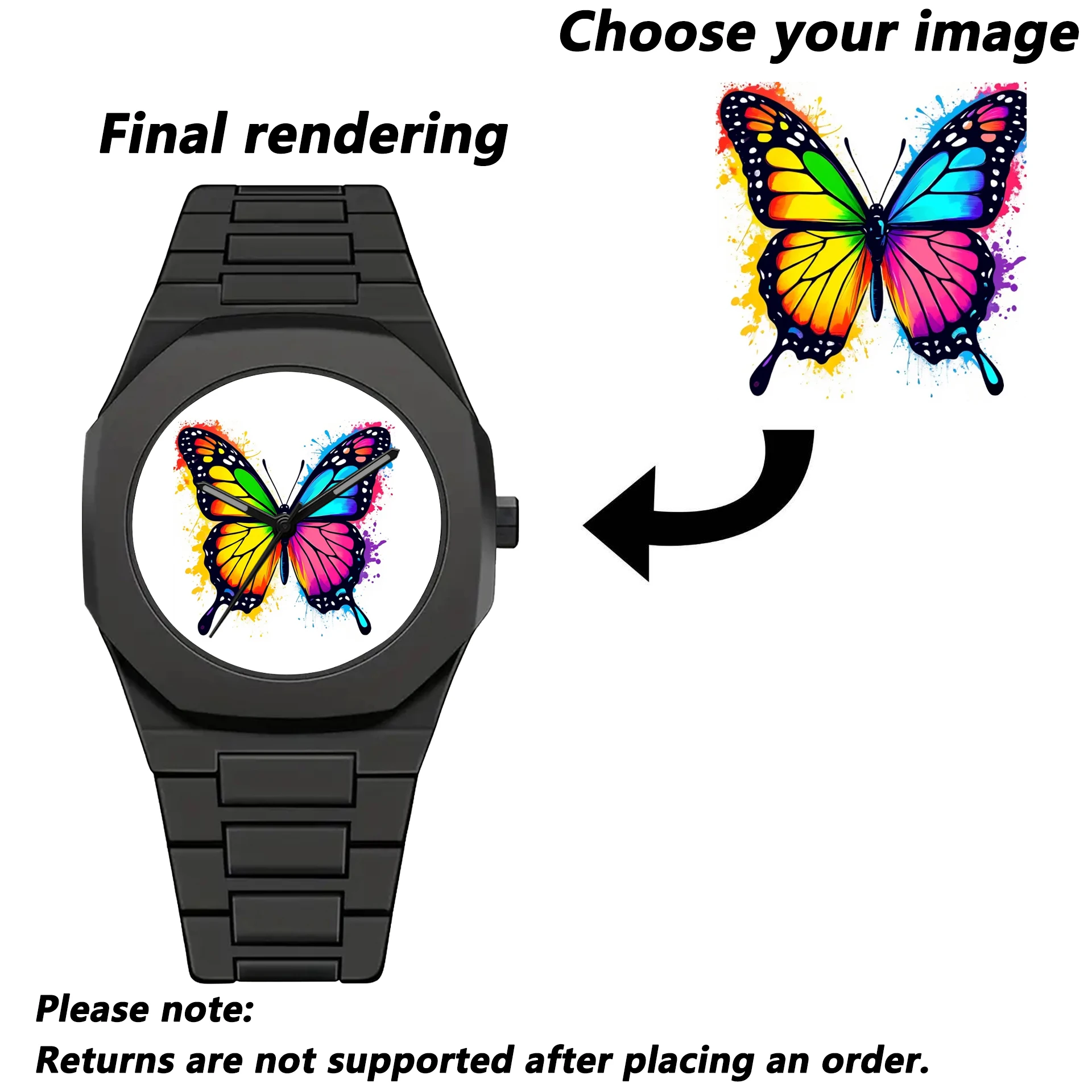 Custom Watch for Men PC Case Personalized Image Minimalist Black Watch Customization Fashion Casual Quartz Wristwatch
