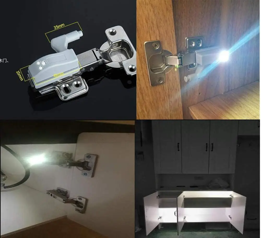 10Pcs Universal LED Hinge Closet Light Inner Sensor Under Cabinet Lights Battery Powered Cupboard Night Lamp For Kitchen Bedroom