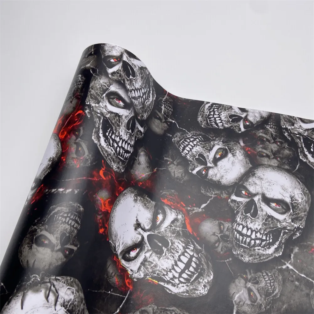 

Наклейки для тюнинга автомобиля, водостойкая наклейка с рисунком черепа, самоклеящаяся красная камуфляжная наклейка для мотоцикла, автомобиля, изменение цвета, виниловая пленка