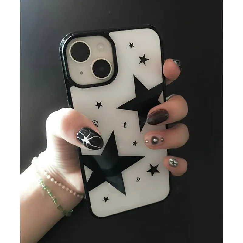 Coque de téléphone créative Simple et Premium avec étoiles grises pour iPhone 18 DUO 17 AIR 16 15 14 13 12 11 PRO MAX PLUS, coque tendance