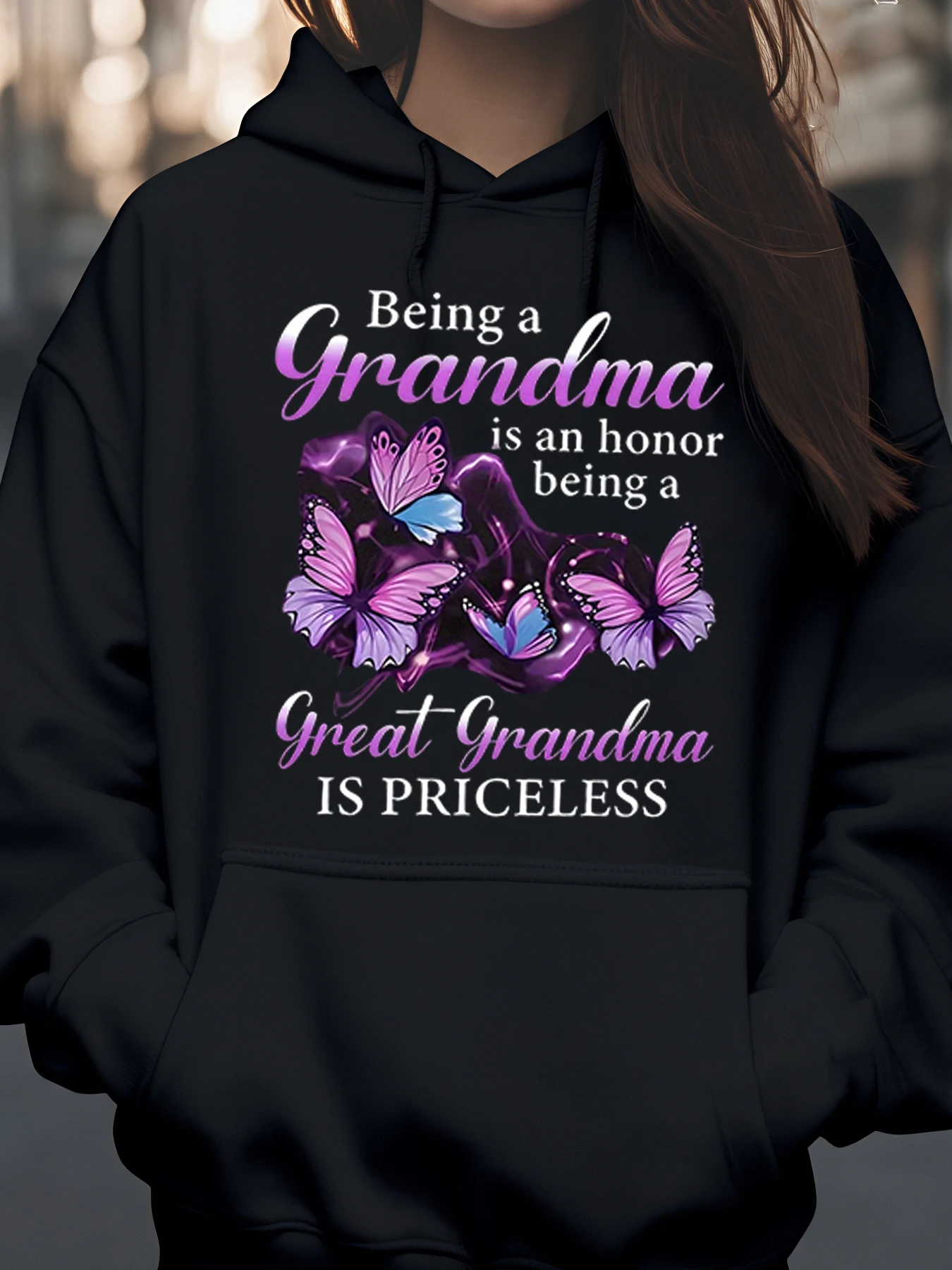 

Толстовка с бабочкой, бабушкой, великой бабушкой, подарок на день матери, женская повседневная одежда, бабушке, семейная любовь