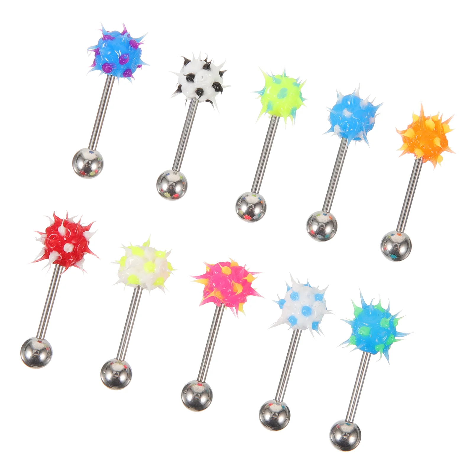 10 Pcs Hairy Ball Tongue Pin Performance Decorations Piercing Jewelry Stud Ring Silicone Body Fashion Accessory Cool Studs