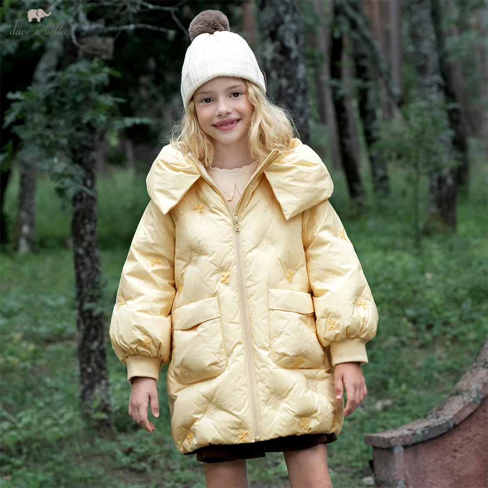 Dave Bella Children Girls Down Jacket Winter Thicken Warm Hooded Down Coat Waterproof Overcoat Outerwear Clothes DK4254185