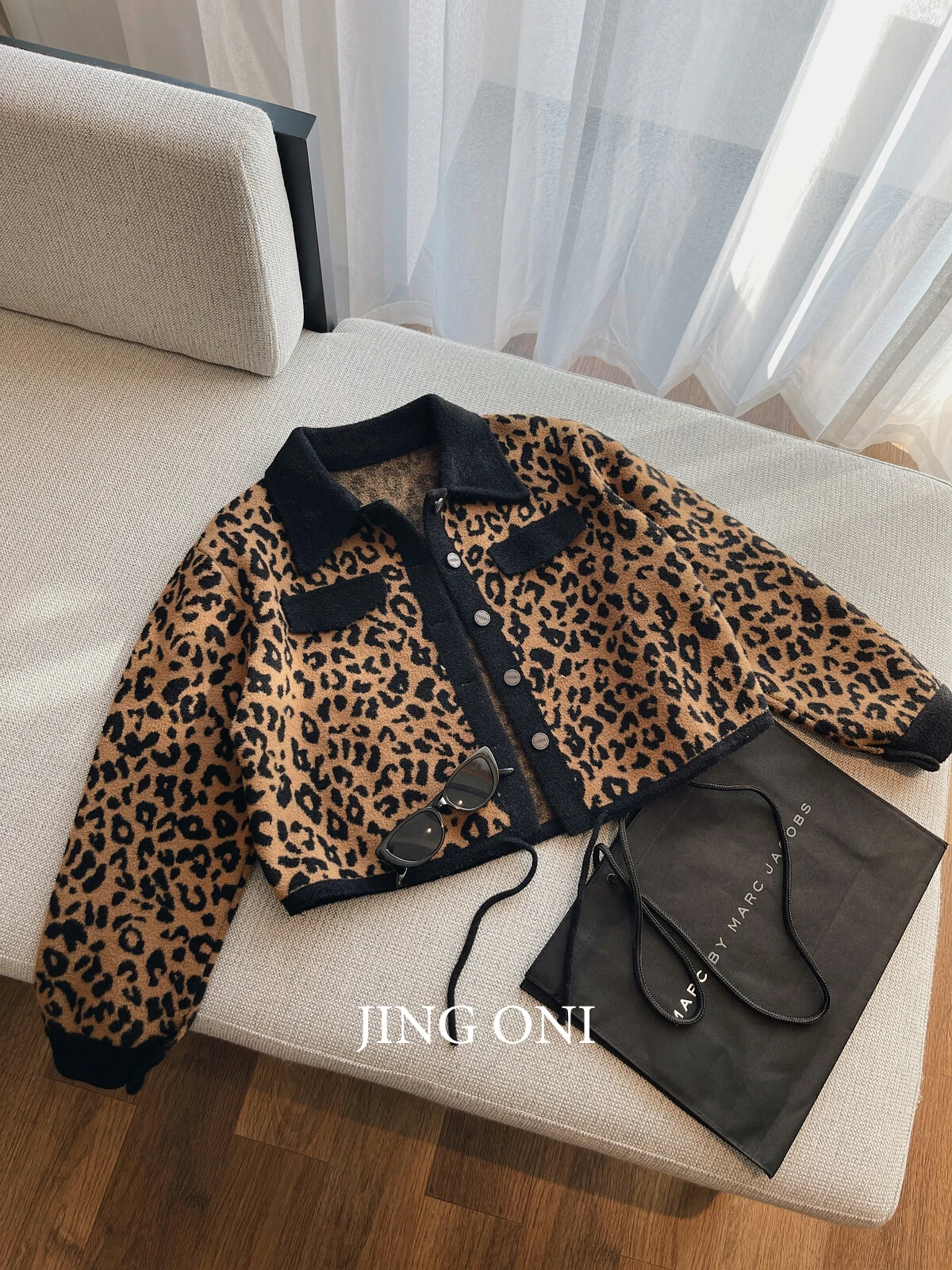 Leopard Cardigan Sweater Knitwear Blouse Woman Clothing 2023 Y2k Korean Fashion Style Vintage Winter Top Elegant Crop Outerwear