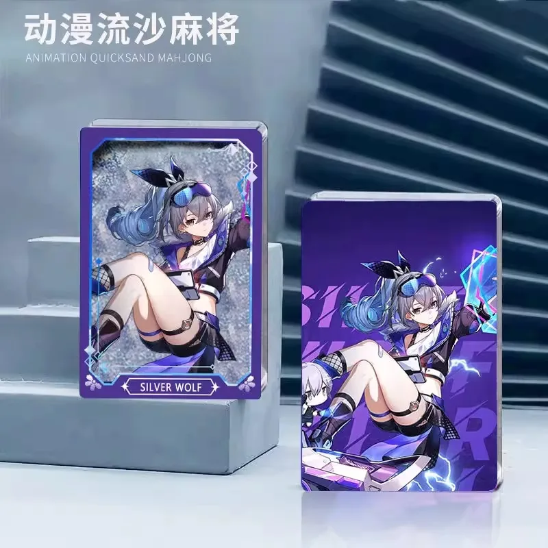 Anime Game Honkai: Star Rail Cos Silver Wolf 6x9cm Acrylic Boutique Gu Ka Quicksand Mahjong Collection Display Gift