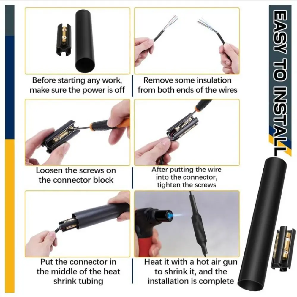 600 Volts Rated Underground Wire Splice Kit Heat Shrink Waterproof Direct Burial UF Wire Durable UV Resistant Splice Kit