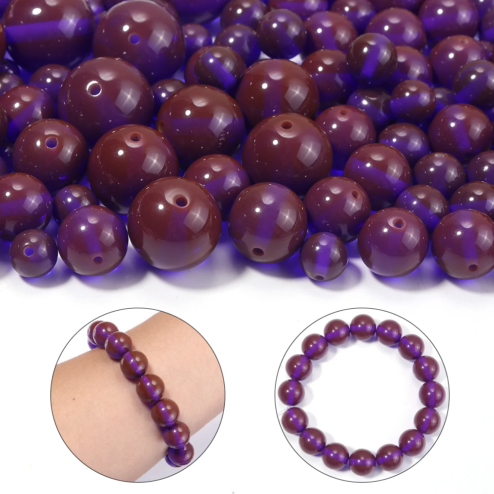 10-50 teile/los 6/8/10/12/14/16/18mm Schlümpfe Harz Perlen für Schmuck Mking Blau Runde Perlen Lose Spacer Perlen DIY Armband Halskette – Detail 4