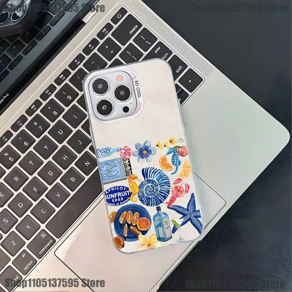 Funda de teléfono Aperol Spritz Art para iPhone 17,16,15,14,13,12,11,Pro,XS,Max,Plus,Mini,SE4,E, funda blanca mate a prueba de golpes
