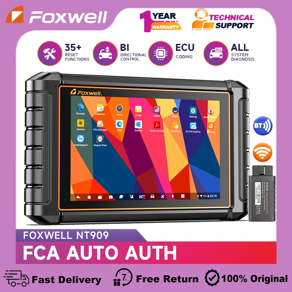 

FOXWELL NT909 OBD2 Automotive Scanner 31 Reset ECU Coding Bi-Directional OE-Level All Systems OBD 2 Car Diagnostic Scan Tools