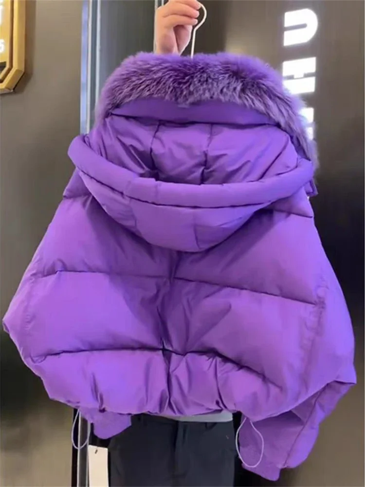 Fashionable Down Cotton Jacket Popular High-end Small Fragrant Style Large Fur Collar Thick Coat, Women\'s Winter New 2024