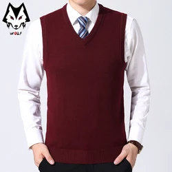 Autumn and Winter New Knitted Fashion Men's Thickened Sweater Tank Top Daily Work Coat Knitted Sweater Tank Top