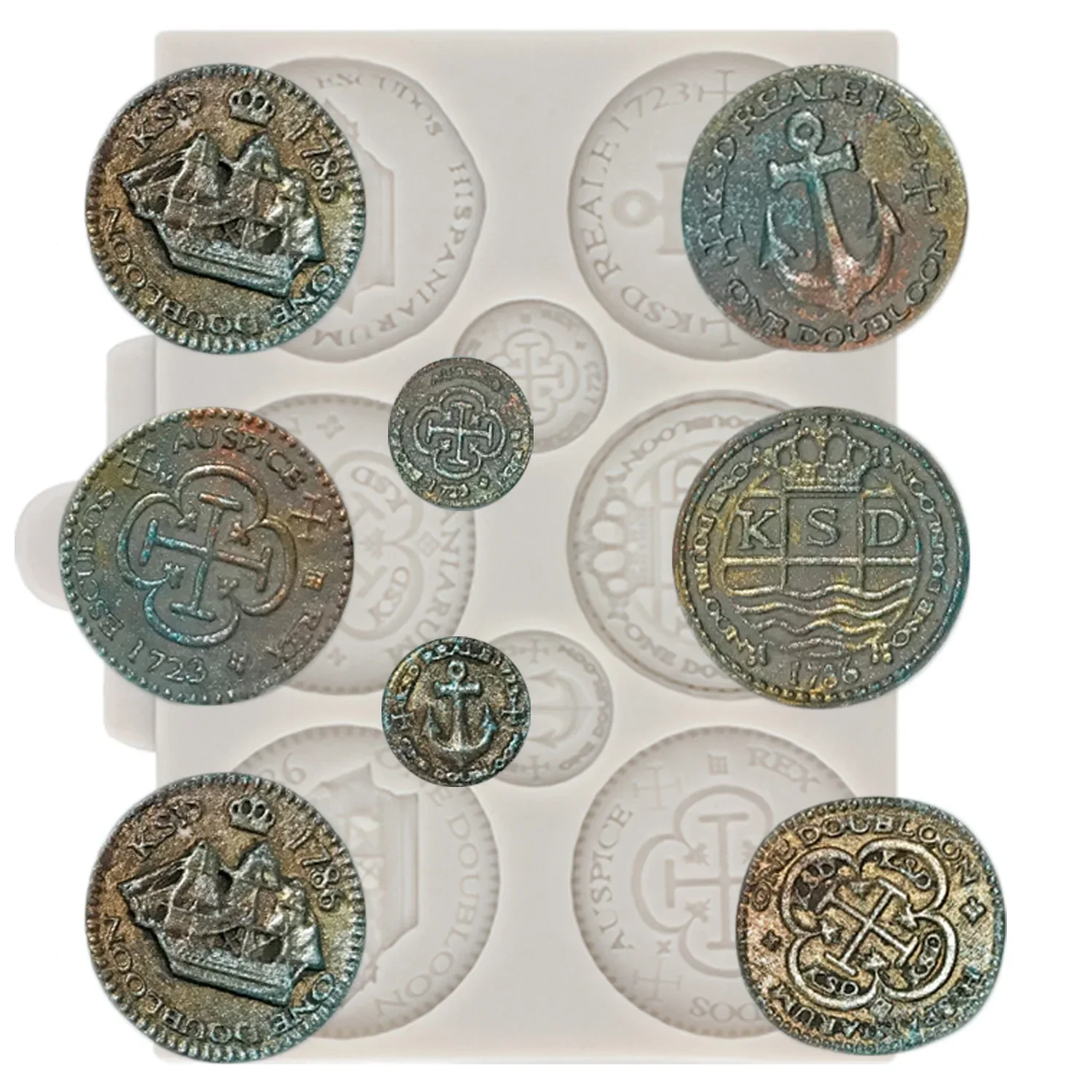 Treasure Coins Silicone Molds Fondant Cake Decorating Tools Candy Polymer Clay Chocolate Gumpaste Moulds