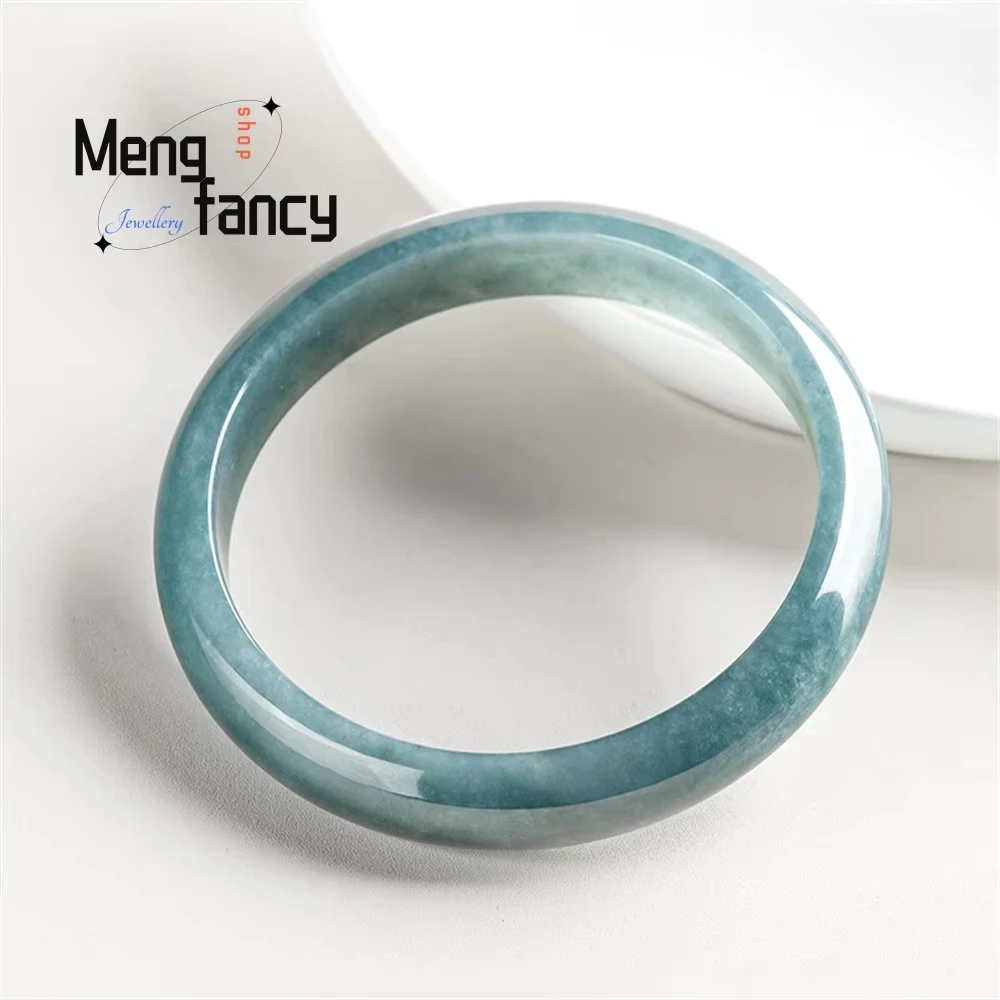 Natural A Goods Jadeite Blue Water Ring Bracelet Peace Bracelet Ice Jade Bracelet Children Hand Ornaments Fashion Jewelry Gift