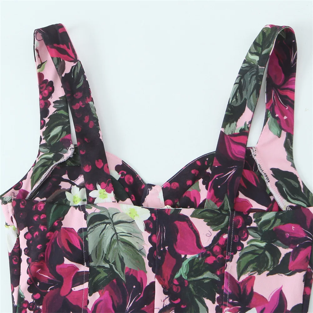 Vestido feminino estilo ondulado com estampa floral e zíper, decoração para primavera e verão, novas roupas femininas