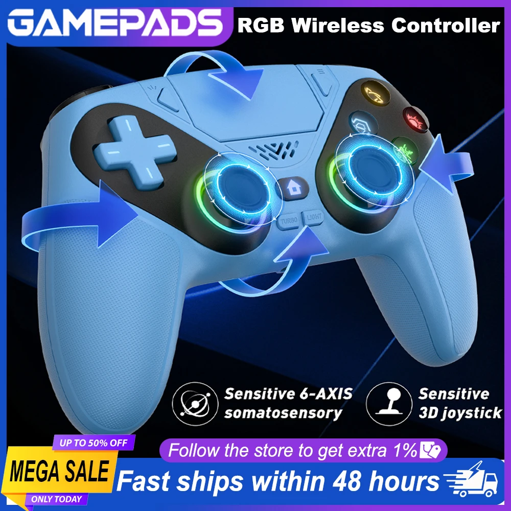 Gamepad For Playstation 5 Wireless Controller PS5/PC Console Gaming With Turbo Dual Sense Vibrate Programming RGB