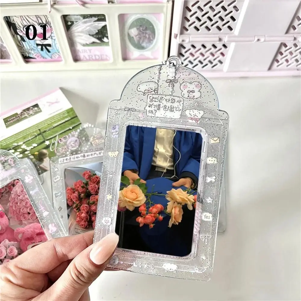 Portatarjetas transparente para sesión fotográfica, llavero de PVC, funda protectora para fotos de ídolo, bonito