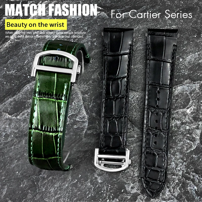 

Cowhide Wristband for Cartier Santos Watch Strap WSSA0009 WSSA0018 Green Brown Black 21mm Quick Release Leather Watchband Men's