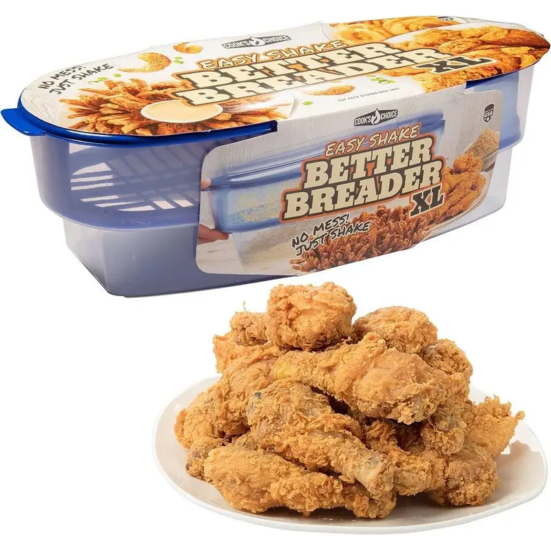 

Cook's Choice XL Original Better Breader Batter Bowl- All-in-One Mess Free Breading Station Tool- Pour in Seasoning, Add Meat or Vegetables & Shake