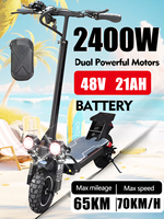 2024 EU new 2400w dual motor electric scooter 48v 21ah max speed 65-70km/h range 65km 10 inch off-road tires foldable escooter