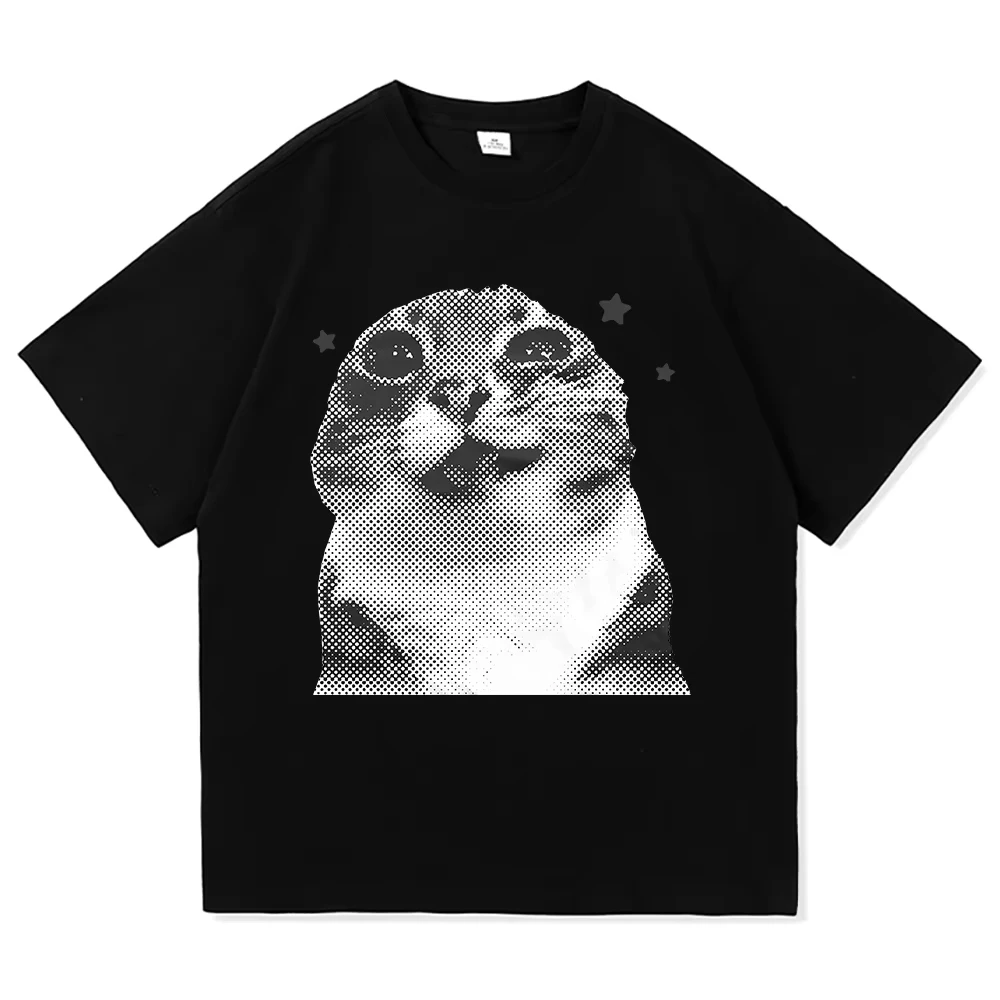 Women's T-shirts, Y2K Style, Fun Cat Emoji T-shirts, 