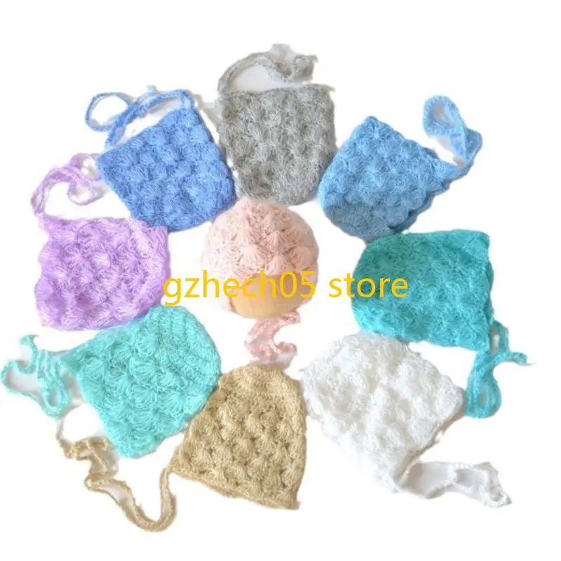 

D55E Mohair Baby Hat для новорожденных фотография сплошной вязаной шляпы ручной работы