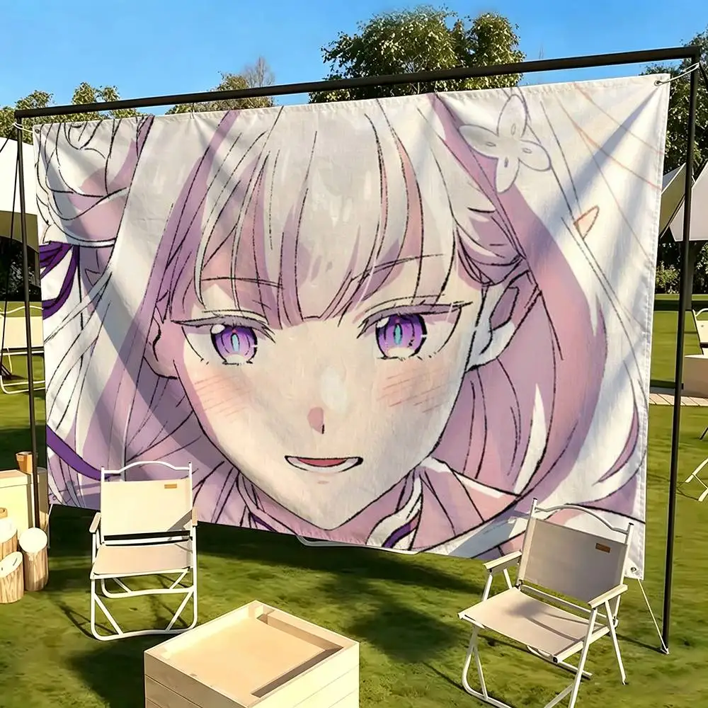 Anime R-Re Zero Emilia  Flag Suitable For Party Club Outdoor Interior Wall Decoration Banner Fans Gift