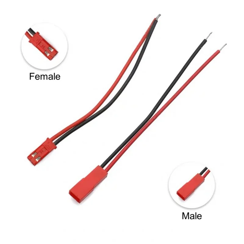 

10pcs 2Pin LED Lamp JST Plug Connector Male+Female Plug Connector Cable Wire for RC Toys Battery 10/20cm