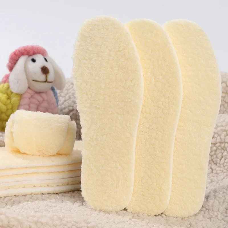 1-3Pairs Winter Thicken Keep Warm Insoles Skin Fur Integrat Absorb Sweat Insole Lamb Fleece Thickened Can Be Shear Insert Insole