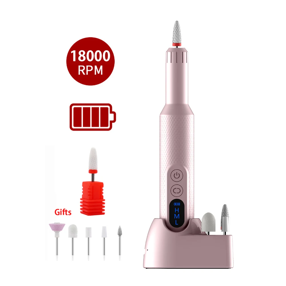 

18000RPM Manicure Machine Wireless Nail Drill Machine Electric Nail Sander Cordless Rechargable Milling Cutter Nail Machine