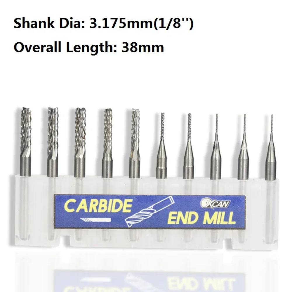 

10pcs 1.8-3.175mm carbide pcb end mill cnc engraving