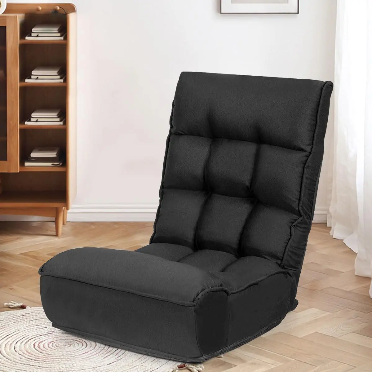 Adjustable Floor Chair For Adults With 5-Position Headrest And 4-Level Back Support