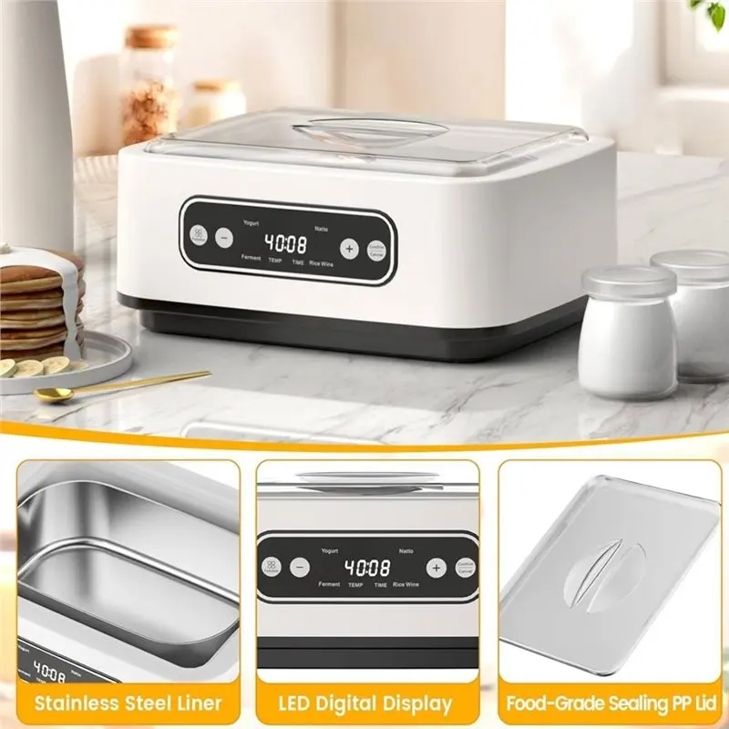 [B25B!】 Yogurt Maker 1.6L Machine With Automatic Shut-Off& Smart Timer, Constant Temperature Control US Plug Included