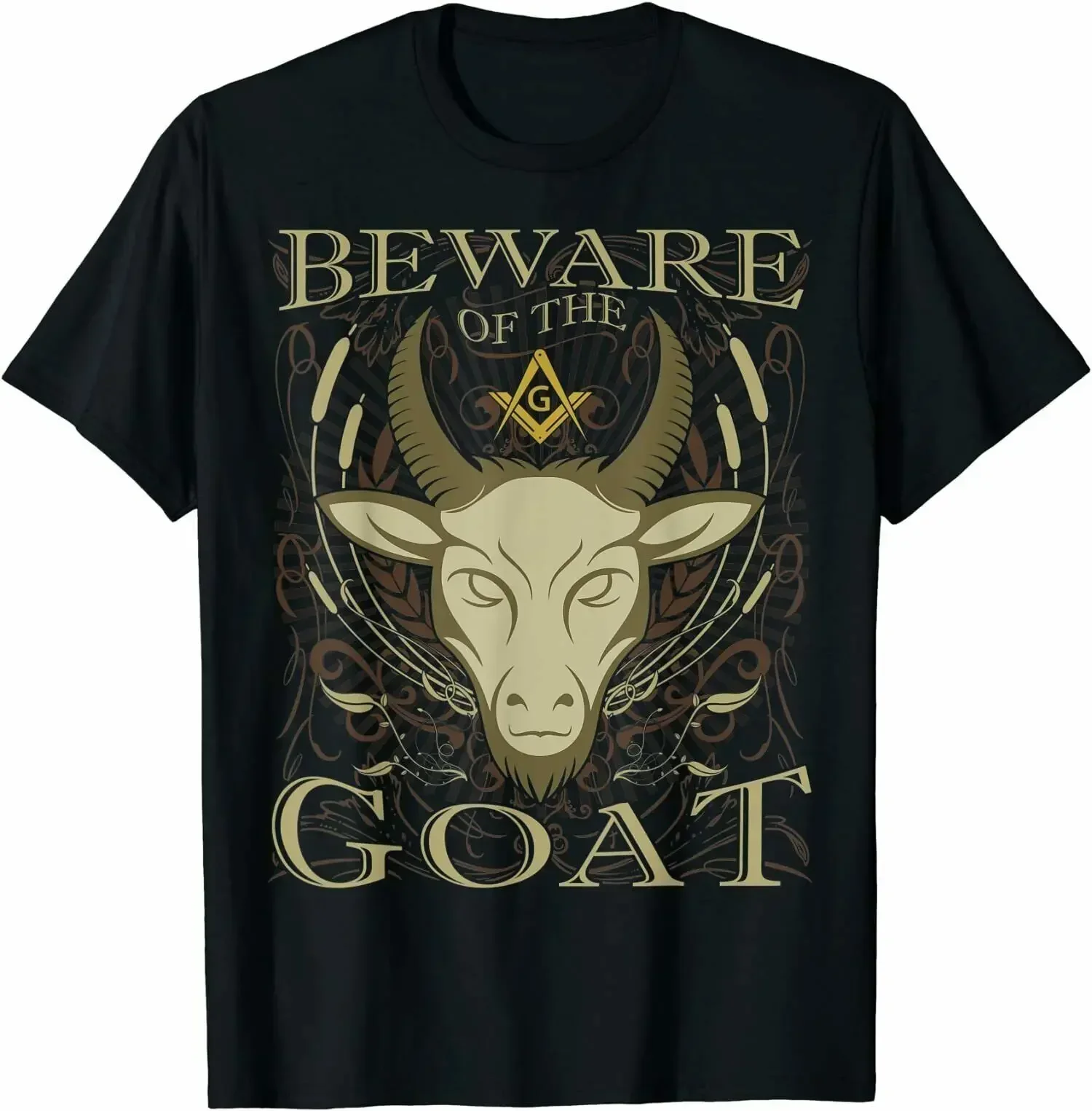 Masonic Shirt Beware Of The Goat O-Neck Cotton T Men Casual Short Sleeve Tees Tops Harajuku Streetwear