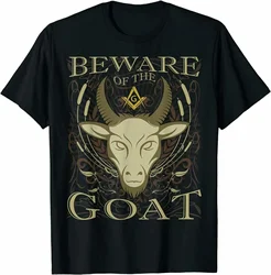 Masonic Shirt Beware Of The Goat O-Neck Cotton T  Men Casual Short Sleeve Tees Tops Harajuku Streetwear