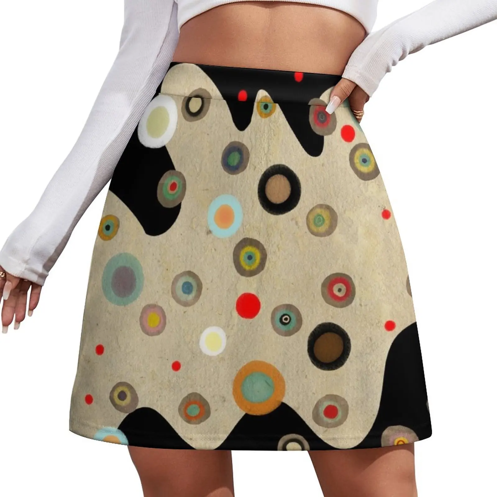 

Asimetric Black Happy Old Circles Mini Skirt clothing women summer 2025 Woman skirt Women's skirts Womens dresses Mini Skirt