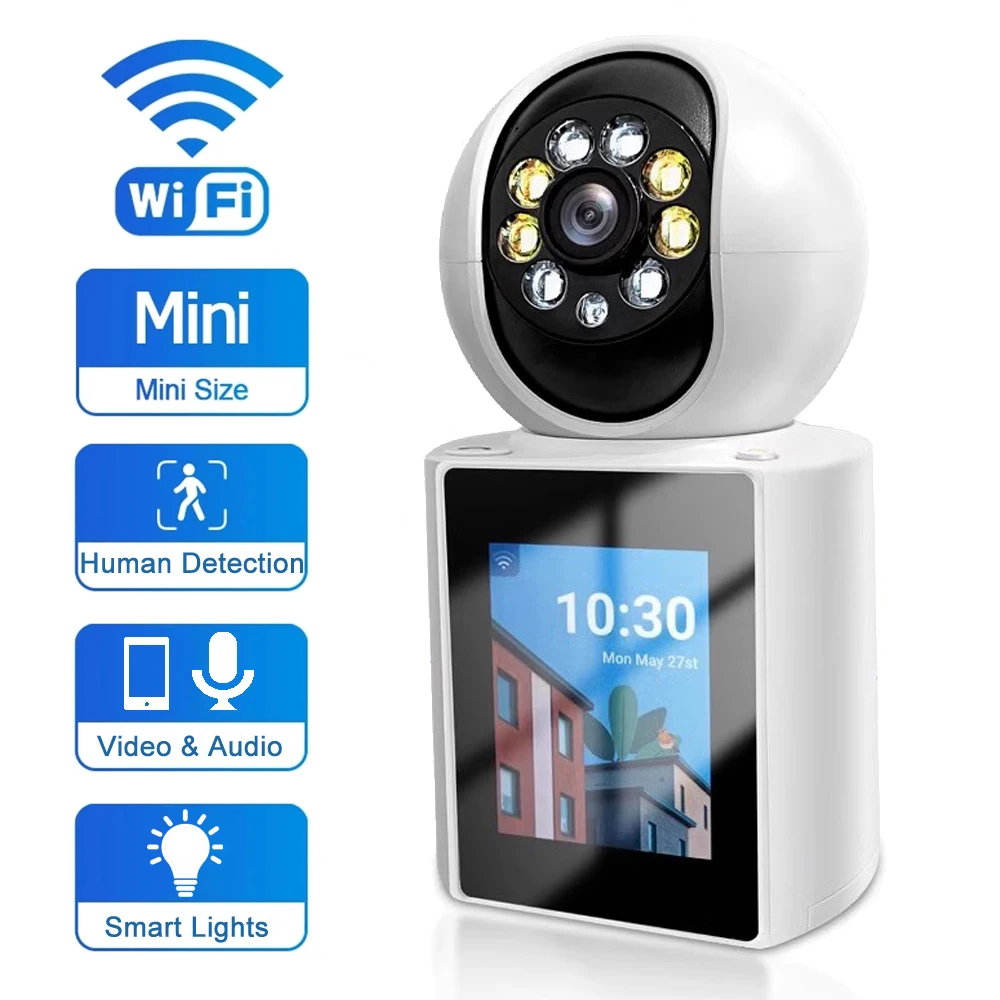 

iCSee 2K 4MP WiFi Video Camera 2.4 Inch Screen Two Way Audio Two Way Video PTZ Camera CCTV Video Calling Camera Human Detection