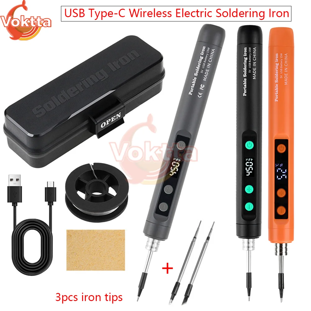

Беспроводной электрический паяльник USB Type-C, интеллектуальный комплект паяльника с регулируемой температурой, инструменты для ремонта электронных компонентов