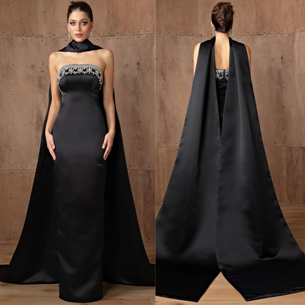 

Элегантное атласное вечернее платье без бретелек по индивидуальному заказу, классические платья для выпускного вечера со шлейфом Ватто, модные прямые платья для особых случаев