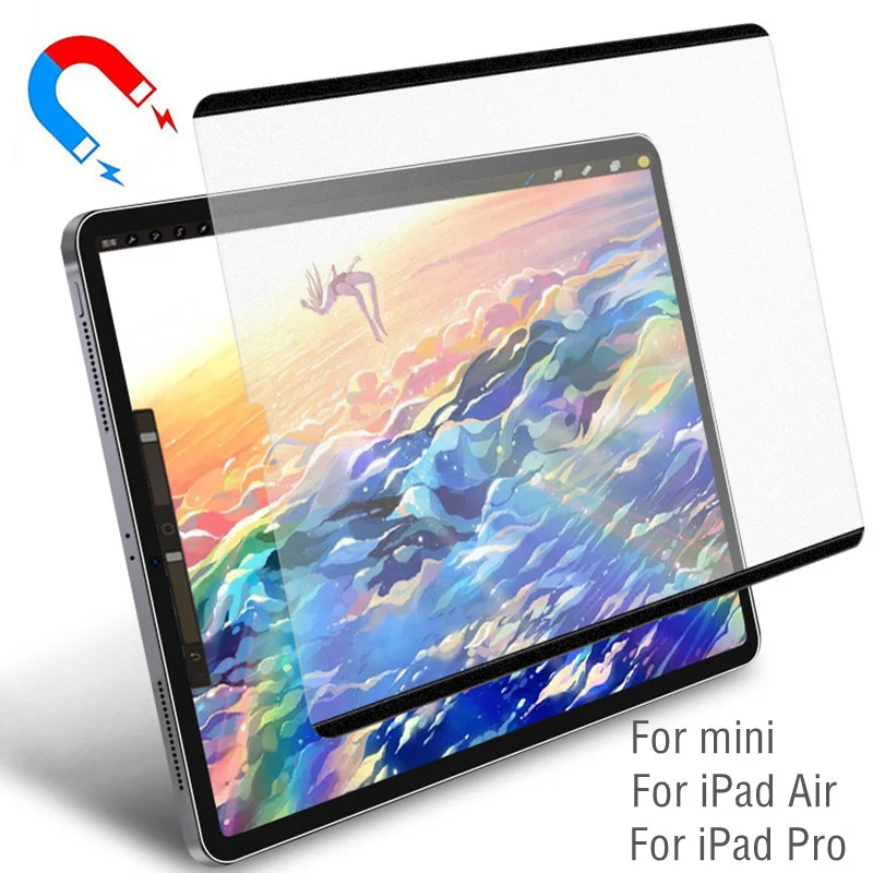 Protector de pantalla de papel para iPad Air 5 2022, iPad Pro 11 2021, 8th, 7th, 9th, 10th, iPad Mini 6, 4, 5, 3, atracción magnética extraíble