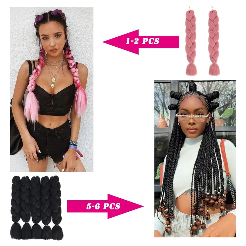 Trenzas jumbo sintéticas de 24 pulgadas, kanekalon, coloridas, para niños 3