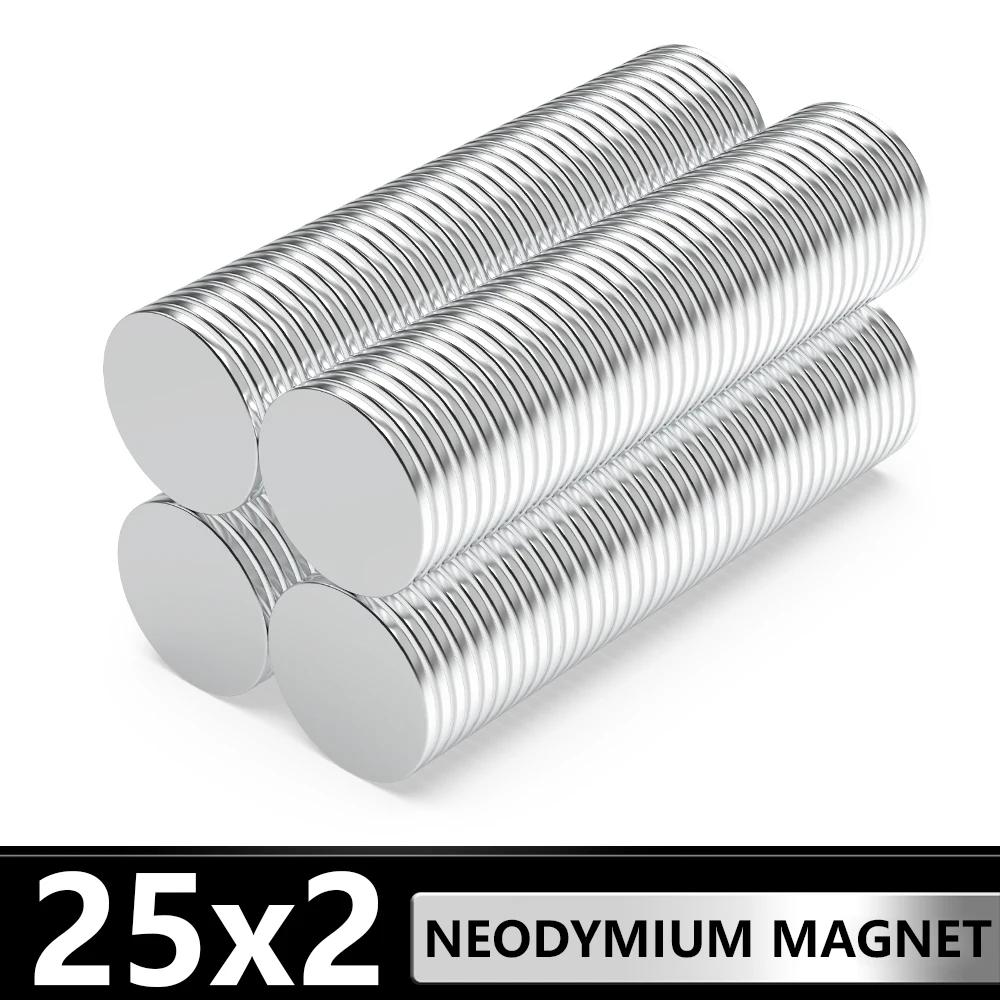 1~60 Pcs Round Magnet 25x2 Permanent NdFeB Super Strong Powerful Magnetic imans N35 25mm x 2mm Neodymium Magnets