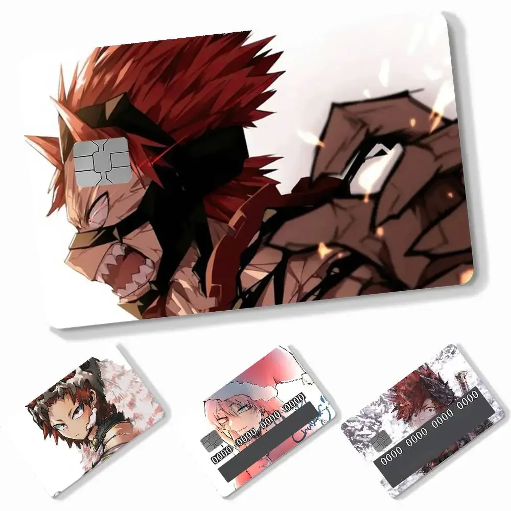 Cartoon Character Eijiro Kirishima  4pcs Credit Card Skin Stickers Suitable for Bank  Transit Pass Decorative Cover