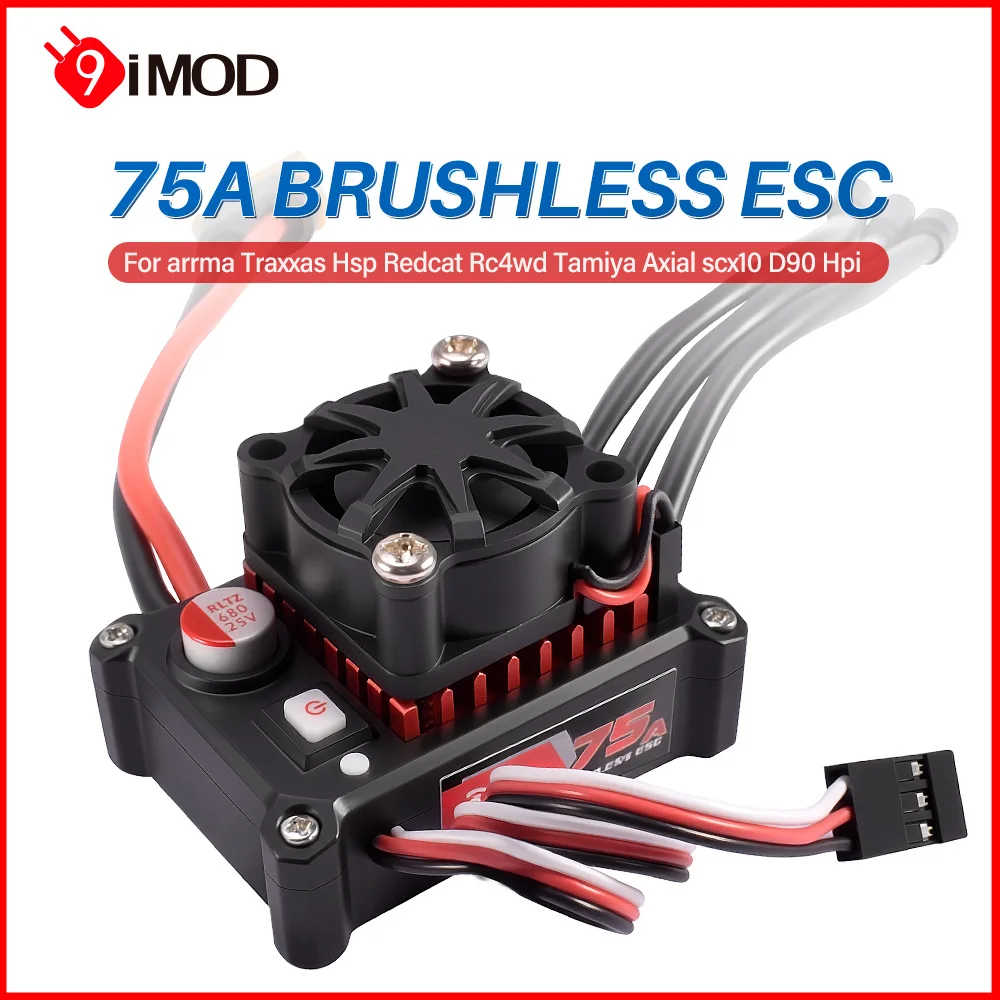 

9IMOD 75A Brushless ESC 2-3S 6V/2A For 540/3650/3660/3674 Motor For 1/8 1/10 RC Car