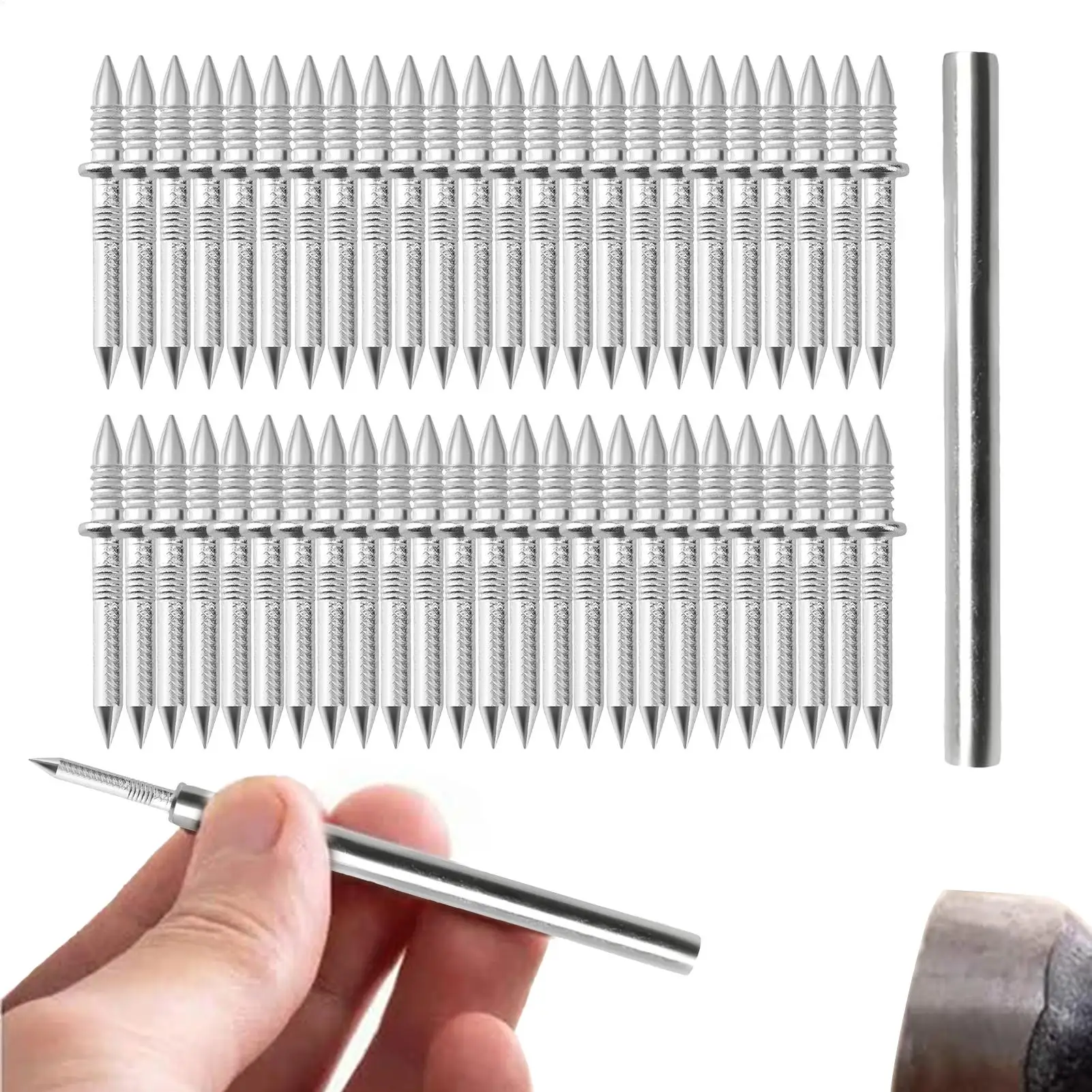 100pcs Double-Head Invisible Nails Wood Nail Fastener Skirting Thread Seamless Nail Metal Skirting Line Without Marks Nail
