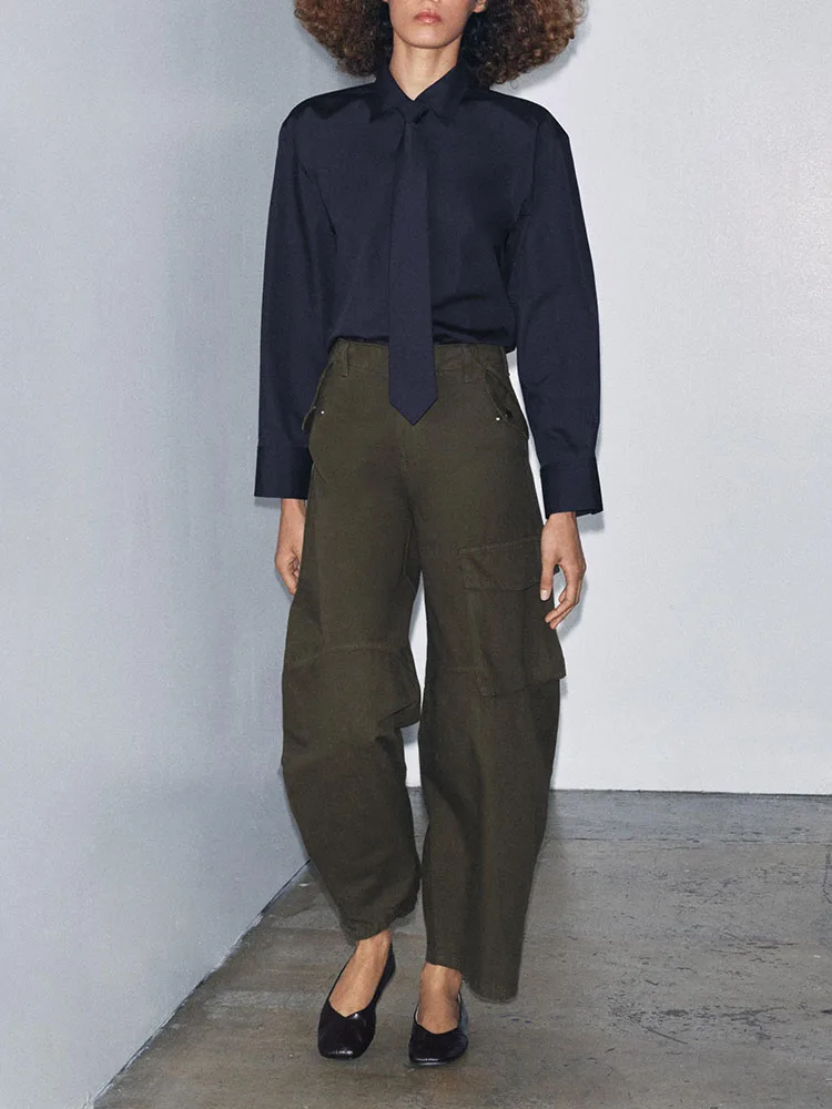 

High-End Faion Mid-Waist Work Pants Casual Sle Winter New Arrival Women's Clothing Loose Fit Long Zipper Closure