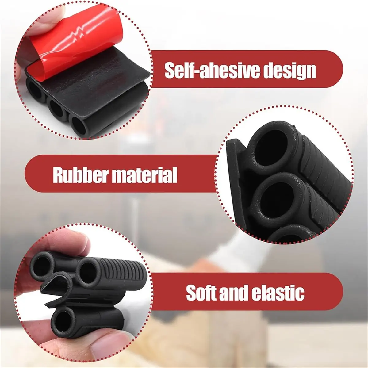 3 Pcs Adhesive Drill Bit Sleeve Organizer for Impact Driver Sturdy Rubber Construction, Peel Stick Easy Mount