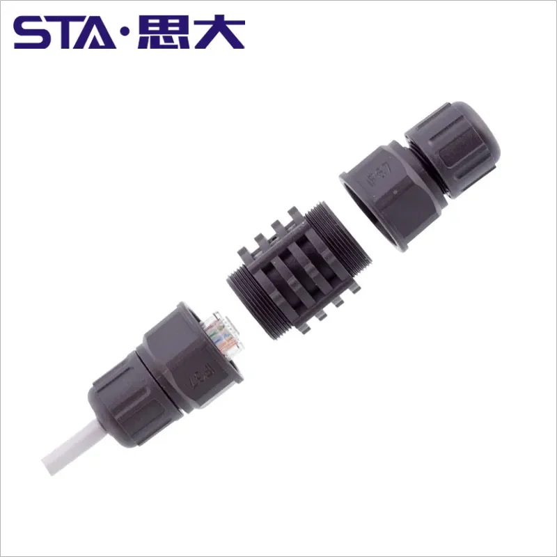 IP67 Waterproof RJ45 Extension Female Panel Mount Connector CAT5/6 Network Cable Socket Through Connector Adapter Coupler