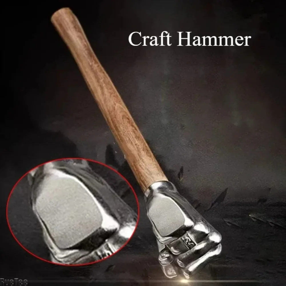 Creative Stainless Steel Fist Shape Hammer Wood Handle for Home Outdoor Camping Nail Hammer Decorative Ornament Gift